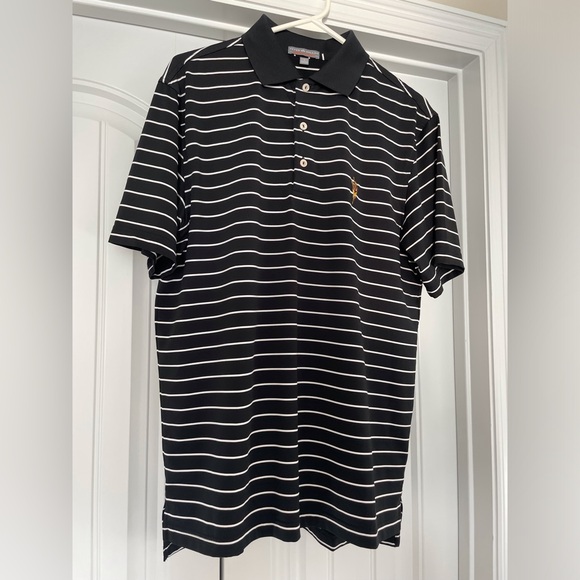 Peter Millar Black / White Striped Polo with ASU Logo - Picture 3 of 3